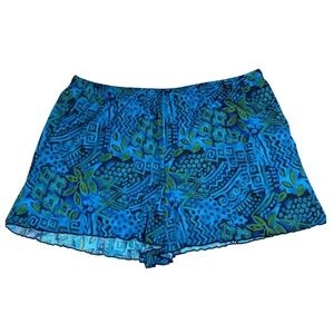 Junonia Blue Geometric Print Ruffle Hem Swim Shorts Women Plus Size 6X 101402